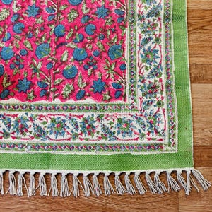 Alfombra de Algodón Hecha a Mano | Alfombra Dhurrie Block Print, Diseño Geométrico