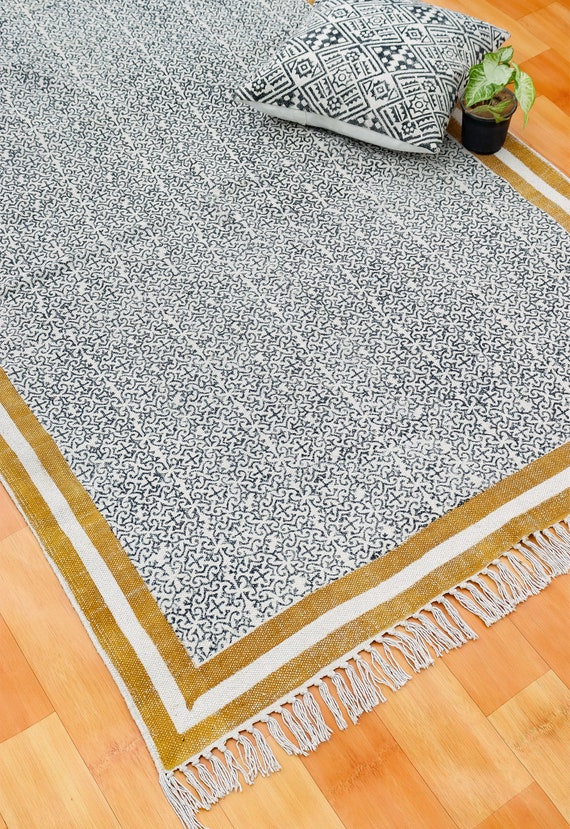 5x8 Vintage Turkish Oushak Rug: durable Cotton Small Area carpet for bedroom décor