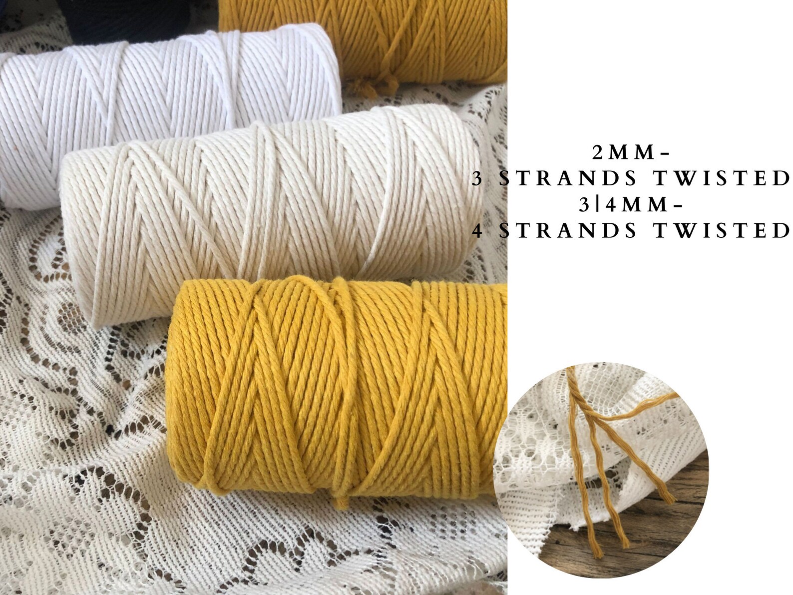 Lake Blue 100% Cotton Cord Rope For Macrame 3mm Natural And Colored Craft String Yarn Materials 325 Feet