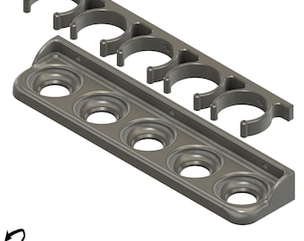 May include: A gray plastic 5x5 vertical rack for holding tubes. The rack has five slots for tubes with a diameter of 1-5/8" to 1-3/4" (41mm - 44mm).