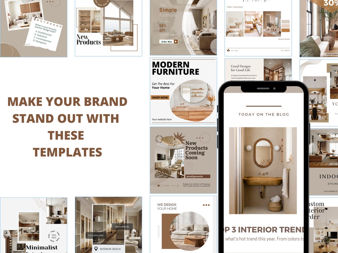 Interior Designer Bundle Instagram Post Templates Interior Etsy