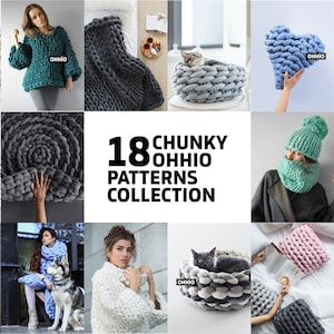 18 Ohhio Arm Knitting & Crocheting Patterns for home decor. 2 Sweaters, 2 Scarves, Beanie. Illustrated Step-by-Step Instructions + Videos