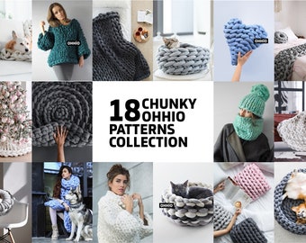 18 patrones de tejido y crochet con brazos Ohhio para decoración del hogar. 2 suéteres, 2 bufandas, gorro. Instrucciones ilustradas paso a paso + vídeos