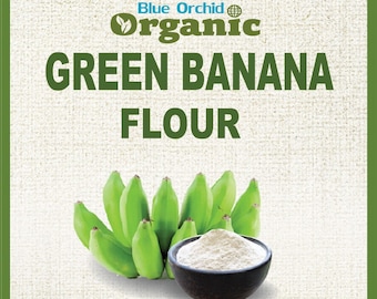 Harina de plátano verde orgánica, superalimento, prebióticos en polvo para batidos, 14 oz.
