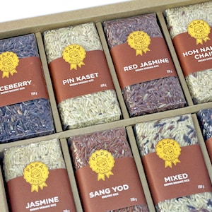 Organic Thai Jasmine Rice Gift Set USDA Certified Healthy Natural Superfood 8 Varieties (4 LB)