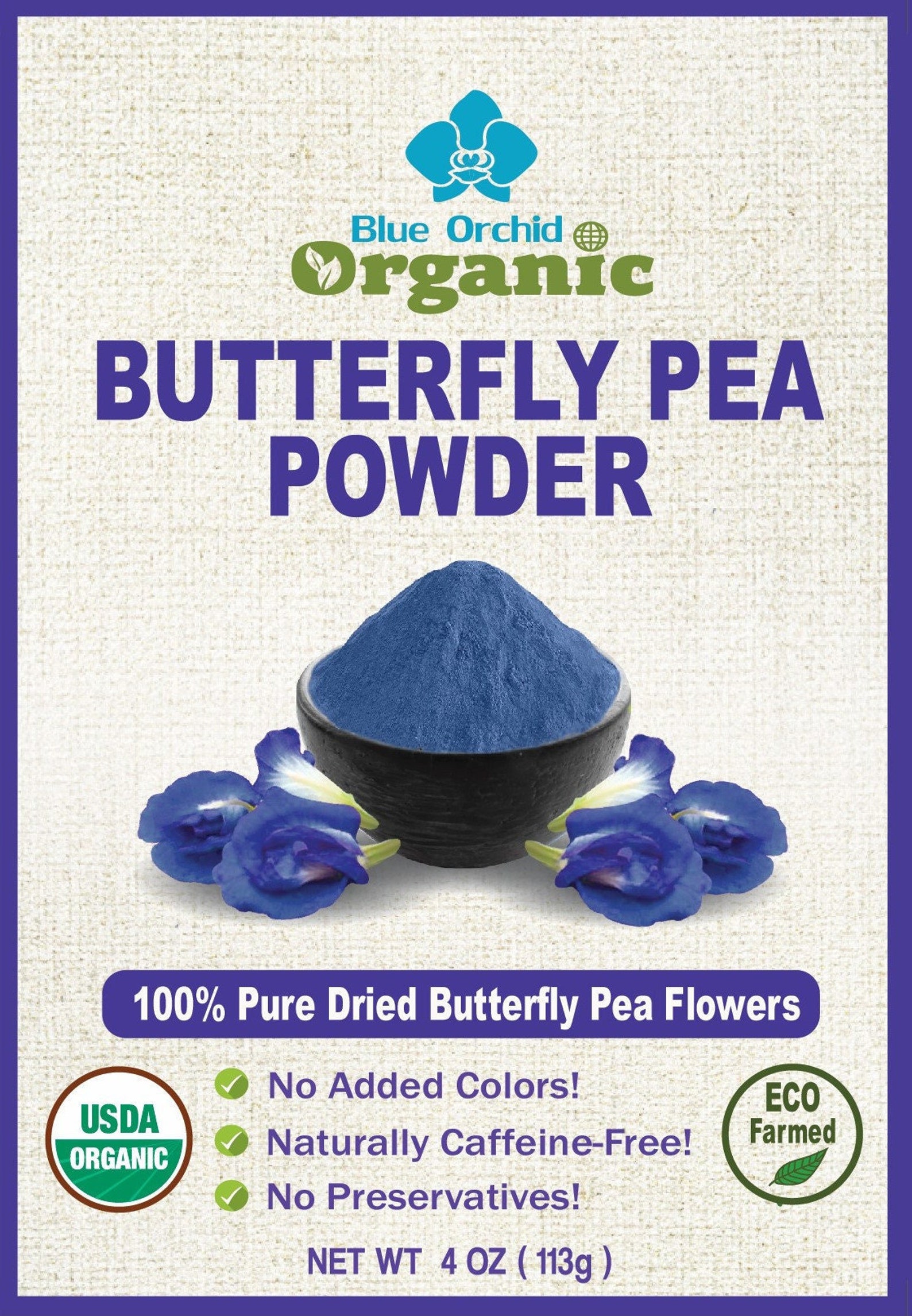 Organic Dried Butterfly Pea Flower Powder Blue Matcha Tea Clitoria ...