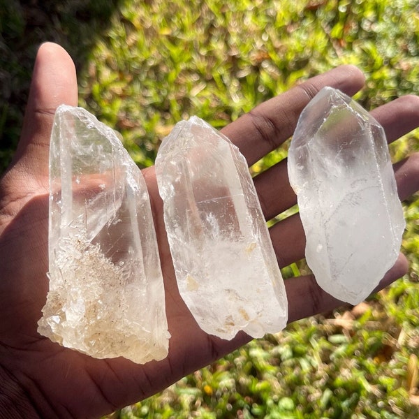 Large Clear Quartz Crystal Point - Raw point crystal Quartz  - Grade AB crystal  quartz - genuine brazilian quartz - Quartz Crystal Point