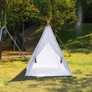 Teepee Natural Canvas Tent For Kids With Window, High Quality Canvas & Leather Tassel Teepee Tent Kids Teepee Tent kids teepee in nature