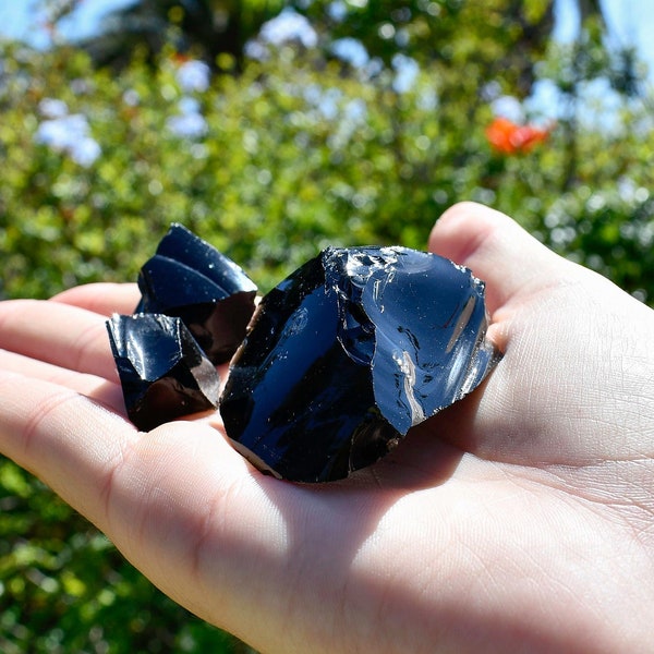 LARGE Black Obsidian Stone - Raw Black Obsidian Crystal - root chakra stones - healing crystals and stones - Black Obsidian