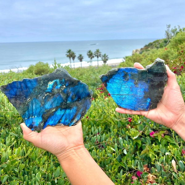 Natural labradorite Slab - Rough labradorite - Raw high flash Slab - Raw labradorite