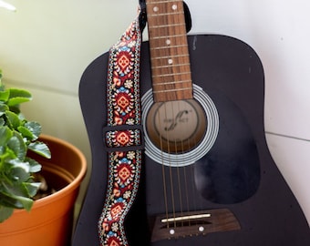 Adjustable Woven Guitar Strap Retro Style / Electric Guitar Strap / Electric Guitar Strap / Guitar Player Gift / Bass Guitar Strap