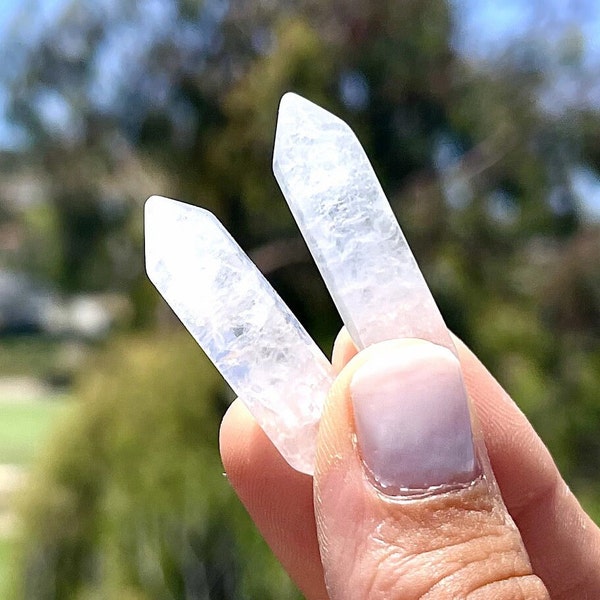 Clear Quartz Double Terminated Carved Point - Natural Clear Quartz Crystal Points - Healing crystals - Healing stones