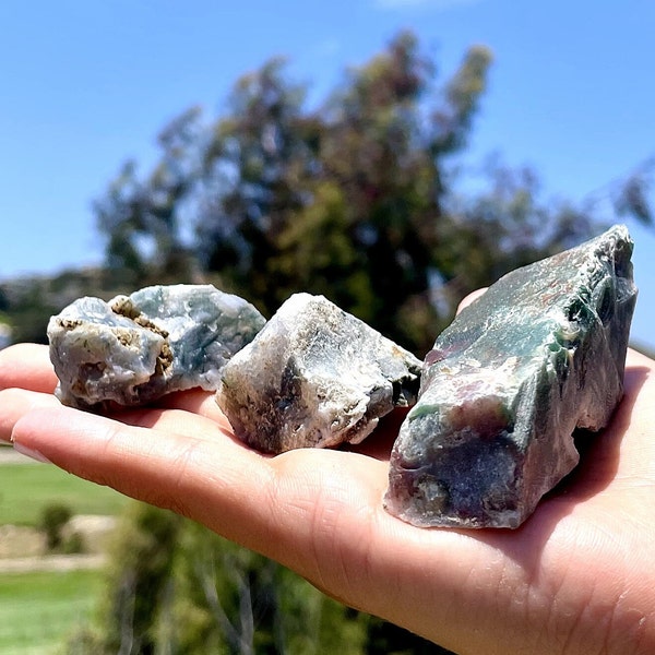 Raw Moss Agate Stone - Premium 'A' Grade crystals - Raw Moss Agate Crystal - Grounding stones - Healing crystals - Healing stones