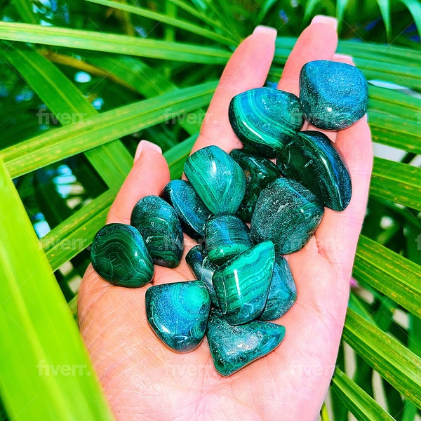 Malachite Tumbled Stones -  'A' Grade Quality- Sized between about 0.75" - 1.25"