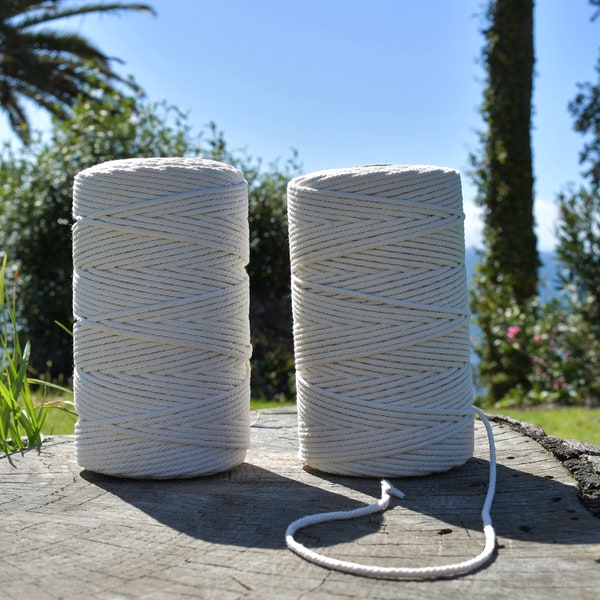 3 MM Macrame Cotton Cord, 4 Ply Natural Cotton Rope Twisted, 1.5KG Macrame Rope, 410 Yard 3 Layered Macrame String