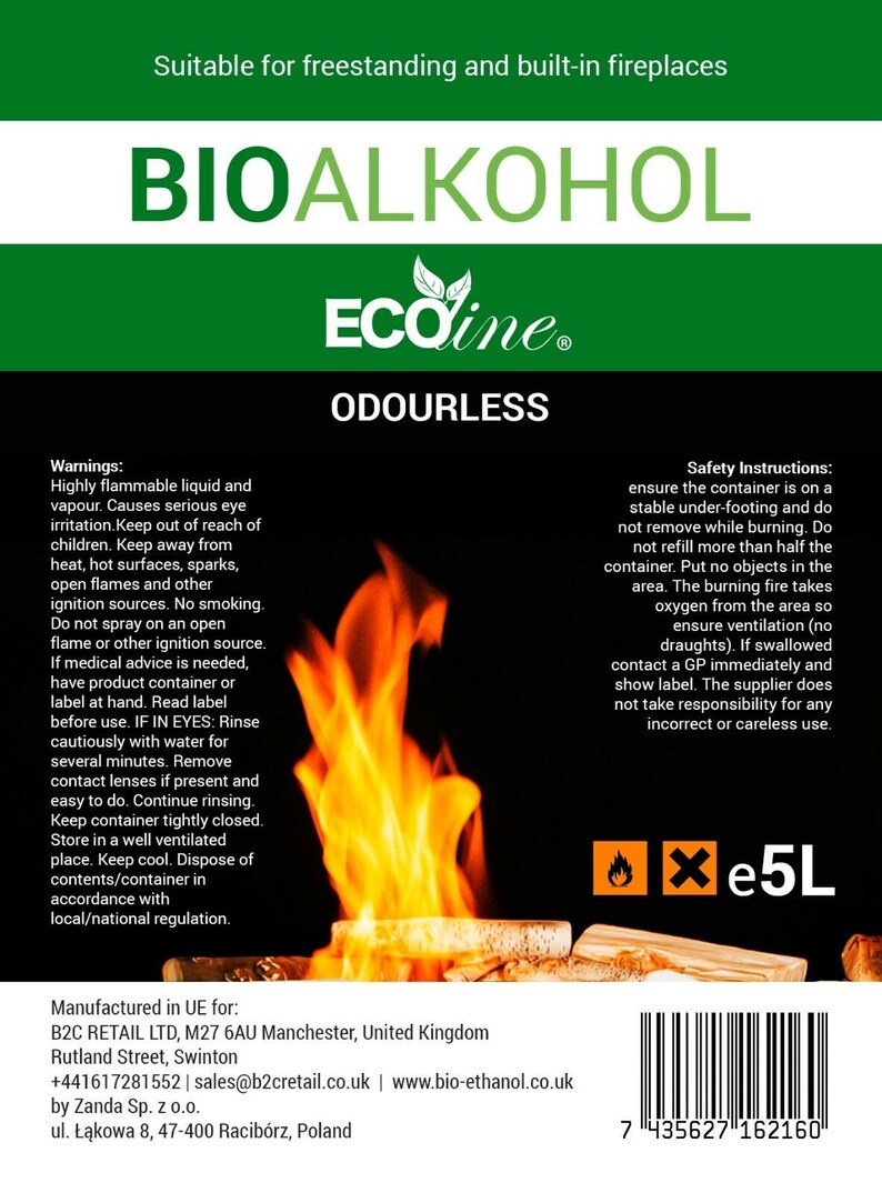 Bio Ethanol Fuel Ecoline Clean Burn Bioethanol Premium Grade Etsy UK