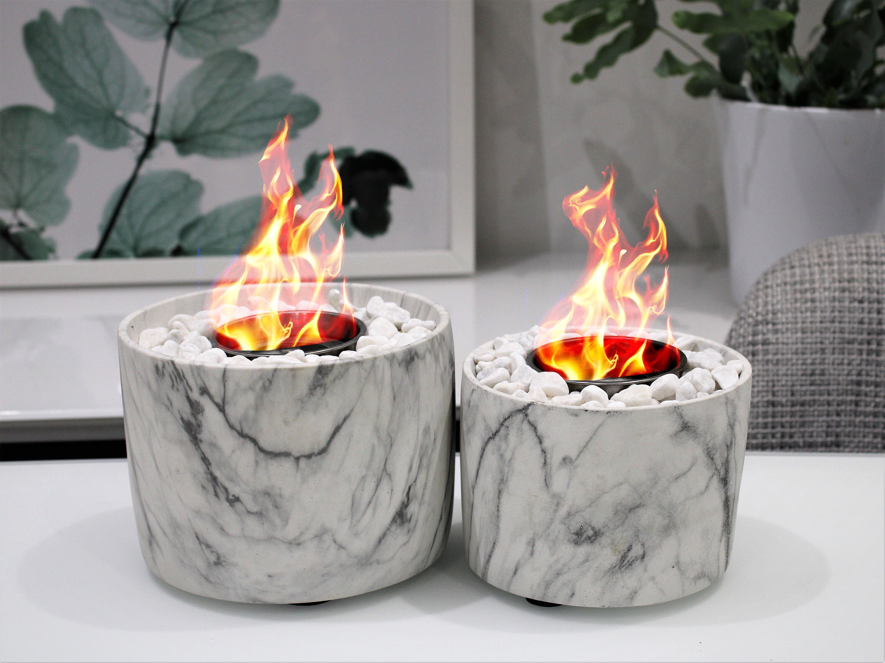 Bio Ethanol Fireplace Tabletop Marble Effect Burner Fire Pit Bowl Pot Round  - Etsy UK