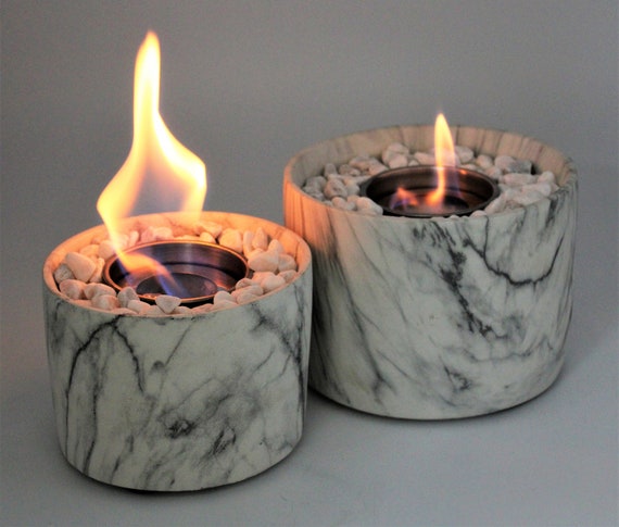 Bio Ethanol Cheminée Tabletop Marble Effect Burner Foyer Foyer Bol