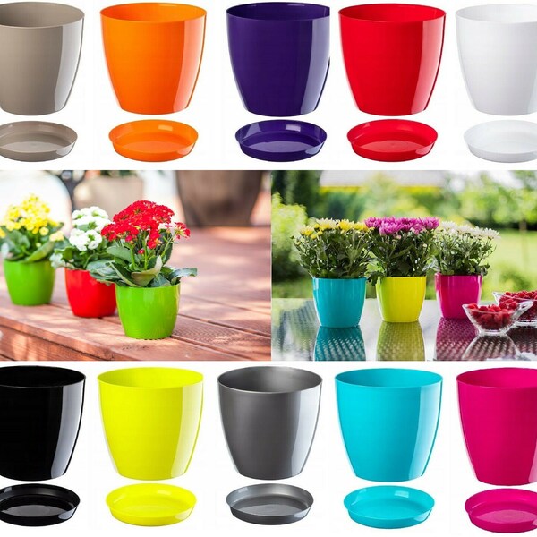 Pots de fleurs 20 couleurs 9 tailles Pots de plantes en plastique Jardinière Soucoupe Plateau Déco