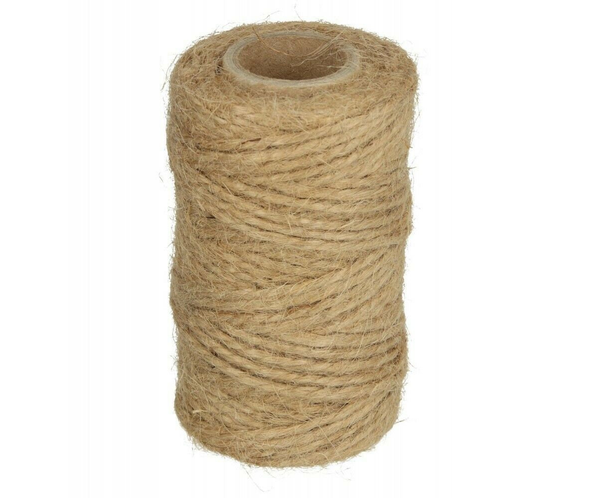 100% Natural Jute String Brown Shabby Rustic Twine Thick String Shank Craft  3PLY