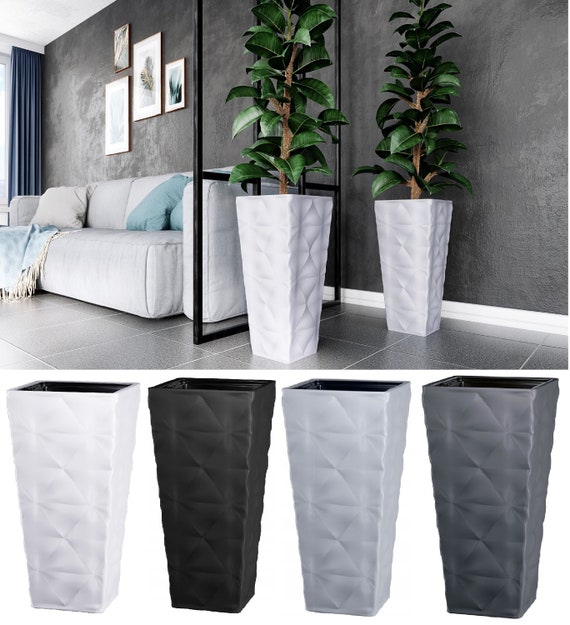 Square Tall Plant Pot Elegant Large Flower Indoor Outdoor Garden