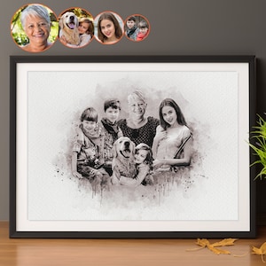 Custom Family Portrait with Deceased Loved One – Personalized Memorial Gift, Custom Photo Art, Christmas Gift Idea