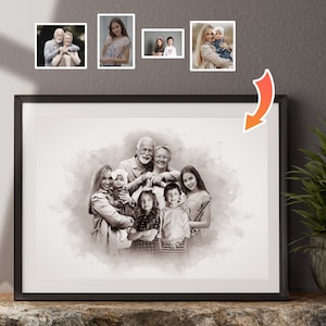 Christmas Gift – Custom Family Portrait from Combined Photos, Memorial Picture with Deceased Loved One