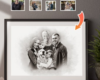 Merge Family Photos, Add Person To Photo, Custom Memorial Gift, Christmas Gifts Combine Photos, Family Portrait, Memorial Gift Dad