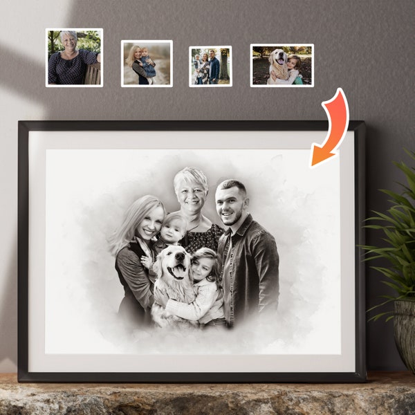 Merge Family Photos, Add Person To Photo, Custom Memorial Gift, Christmas Gifts Combine Photos, Family Portrait, Memorial Gift Dad