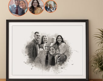 Weihnachtsgeschenke für Papa Porträtmalerei vom Foto, Familienporträt vom Zusammenführen mehrerer Fotos für Eltern Verlust von geliebten Geschenken