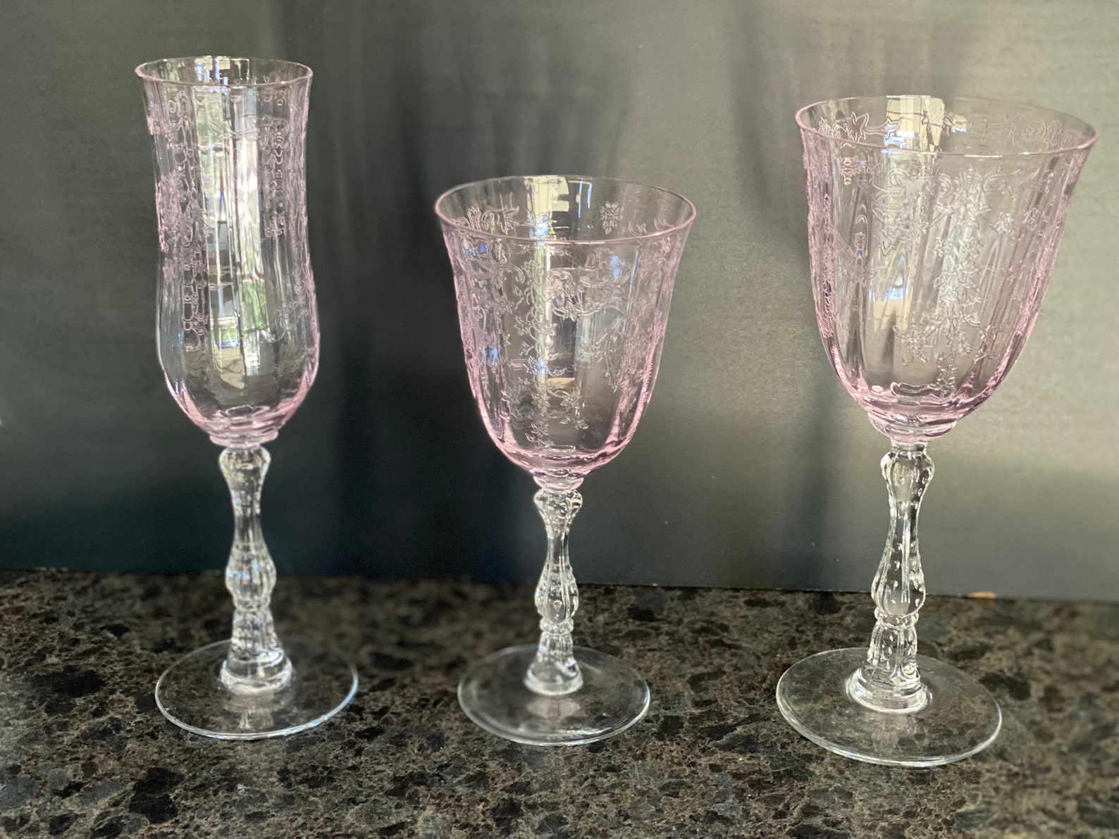 LENOX Pink Fostoria Etched Navarre Crystal Etsy