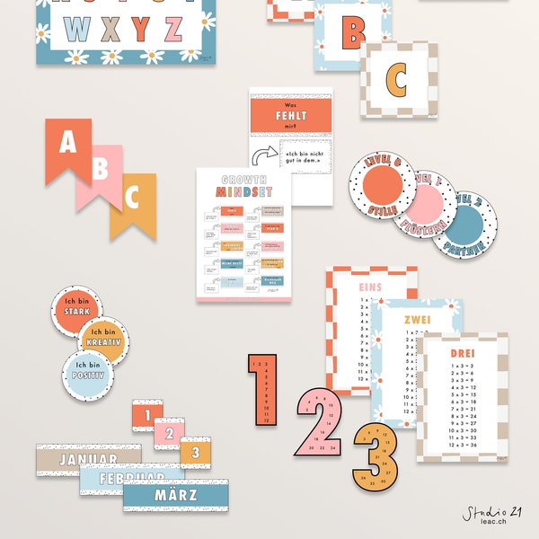 Klassenzimmer Decor – Printable, Bright Colours