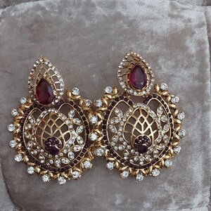 Maroon Hoop Earrings: Indian Pakistani Wedding Jewelry