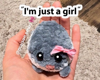 I'm just a girl sad hamster meme crochet plushie⎢Kawaii Handmade keyring aesthetic ⎢Pink bow coquette girly core⎢ imjustagirl stanley book