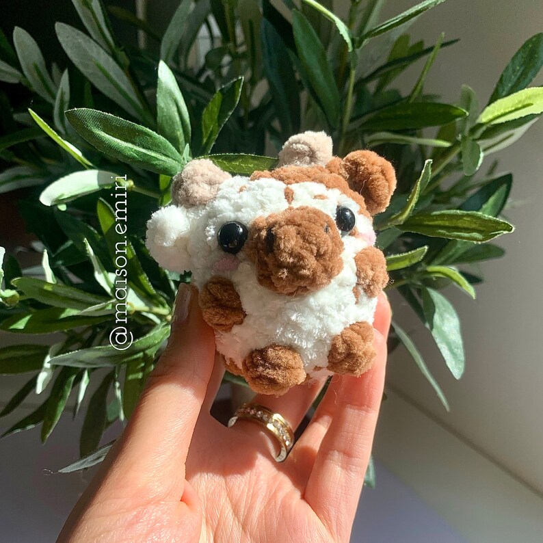 Cow crochet mini, baby, bestfriend, stress pet, animal amigurumi cute soft gift squishmallow, love deco chibi pocket fidget small keychain 