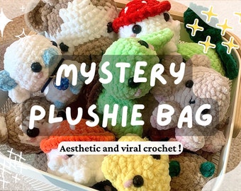 Sac mystère peluche au crochet⎢ Animal kawaii en peluche, esthétique, gacha, tendance, peluches mignonnes, porte-bonheur, pack surprise aléatoire, tic tac viral