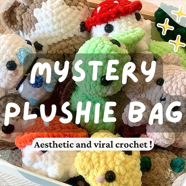 Bolsa misteriosa de peluche de ganchillo⎢ Animal kawaii relleno, estético, gacha, peluches de moda, lindos, caja de la suerte, paquete sorpresa aleatorio, tik tok viral