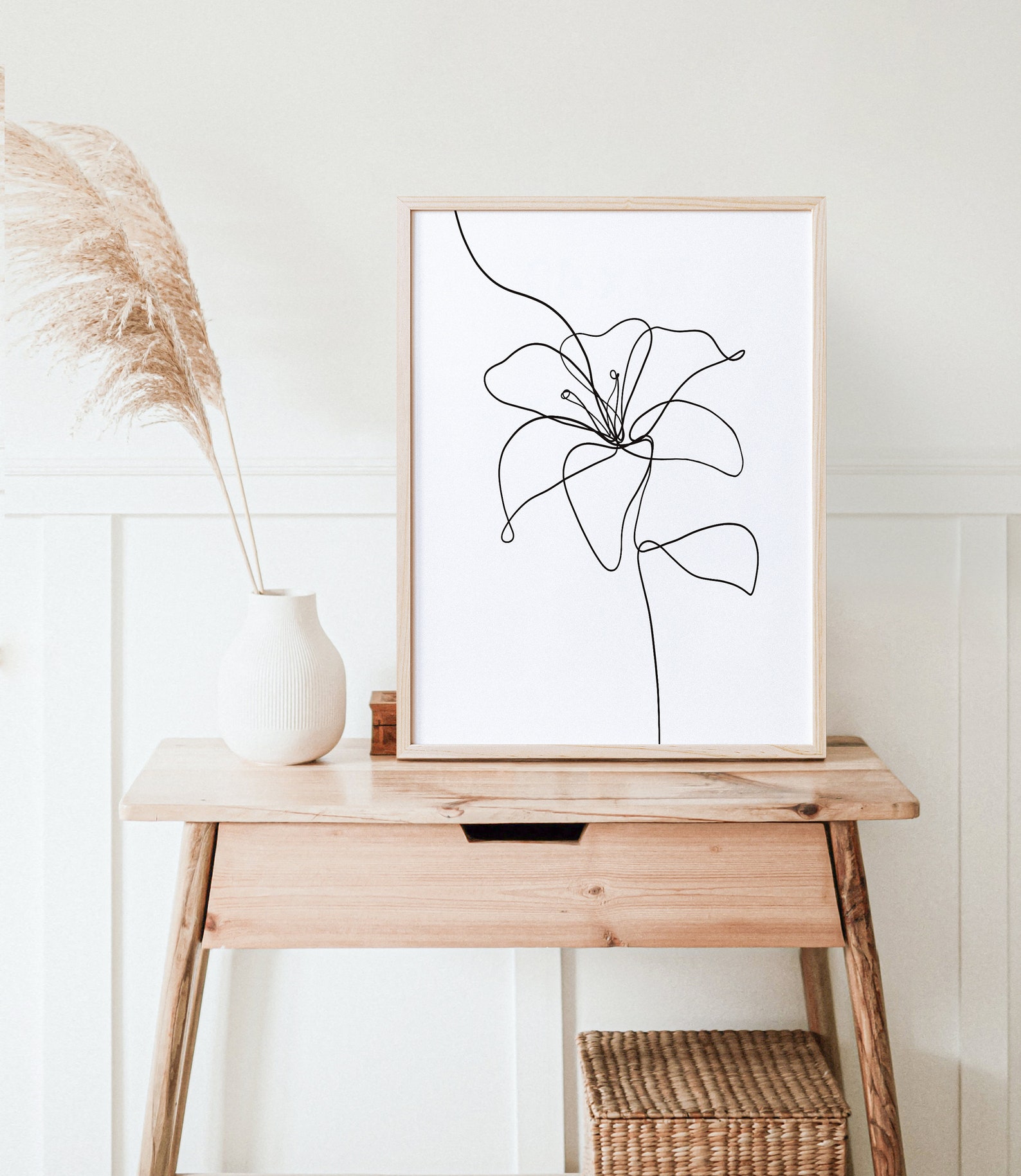 Lily Line Art Flower Line Art Printable One Line Flower - Etsy