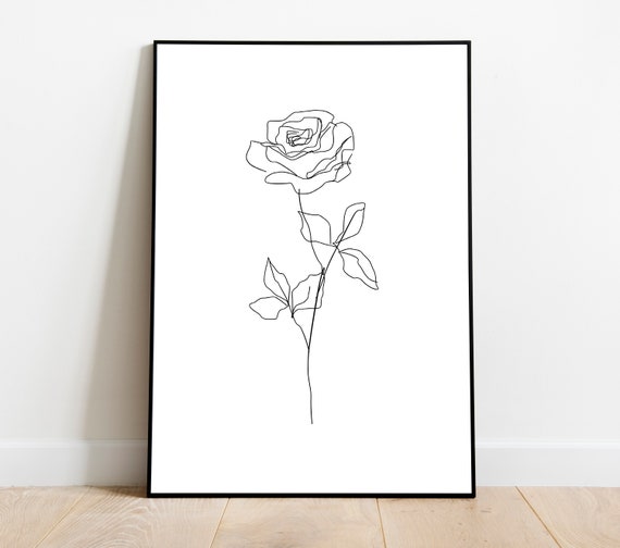 Rose Line Art Poster - Flower illustration