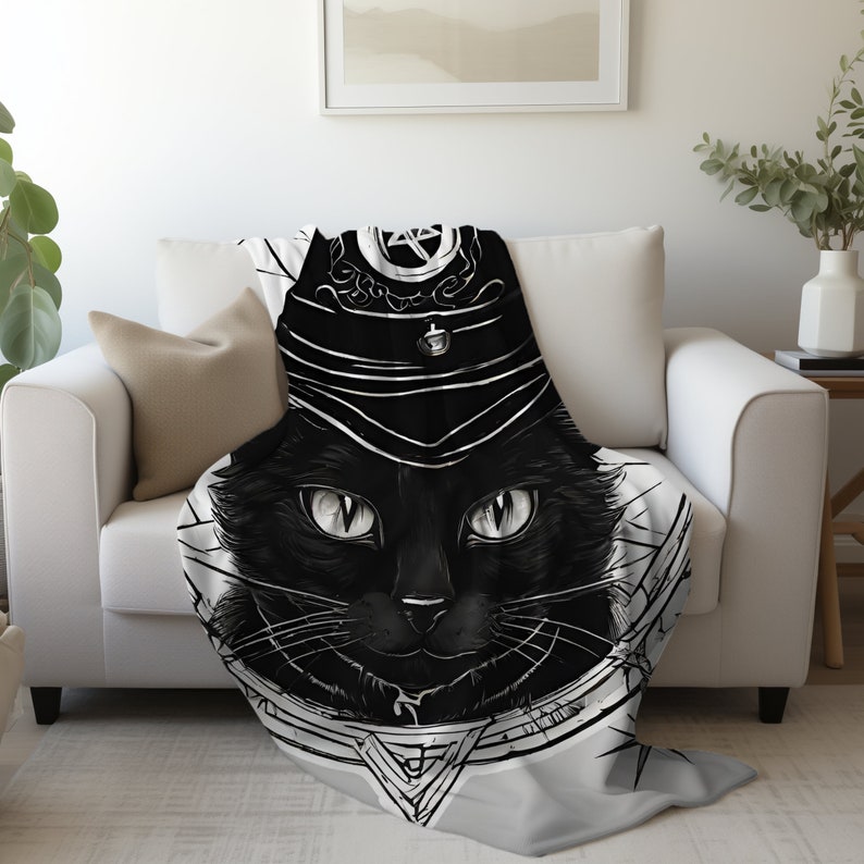Cat Divination Blanket, Cat Blanket, Goth Blanket, Blanket Goth, Gifts