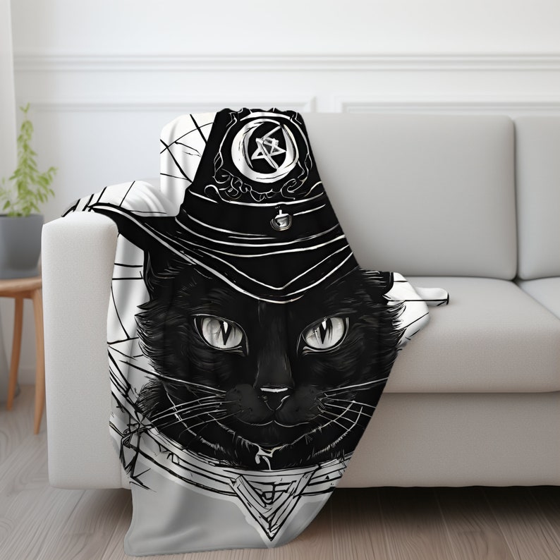 Cat Divination Blanket, Cat Blanket, Goth Blanket, Blanket Goth, Gifts