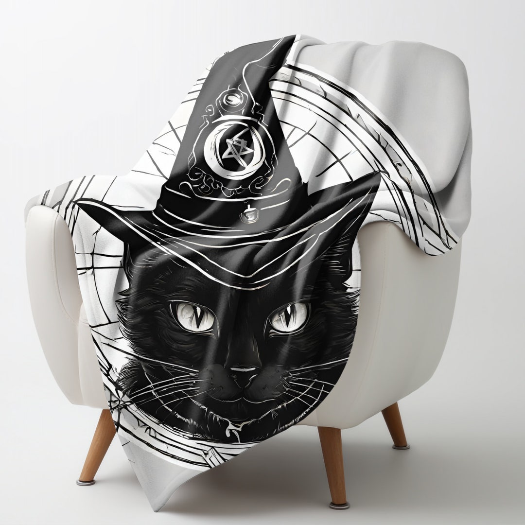 Cat Divination Blanket, Cat Blanket, Goth Blanket, Blanket Goth, Gifts