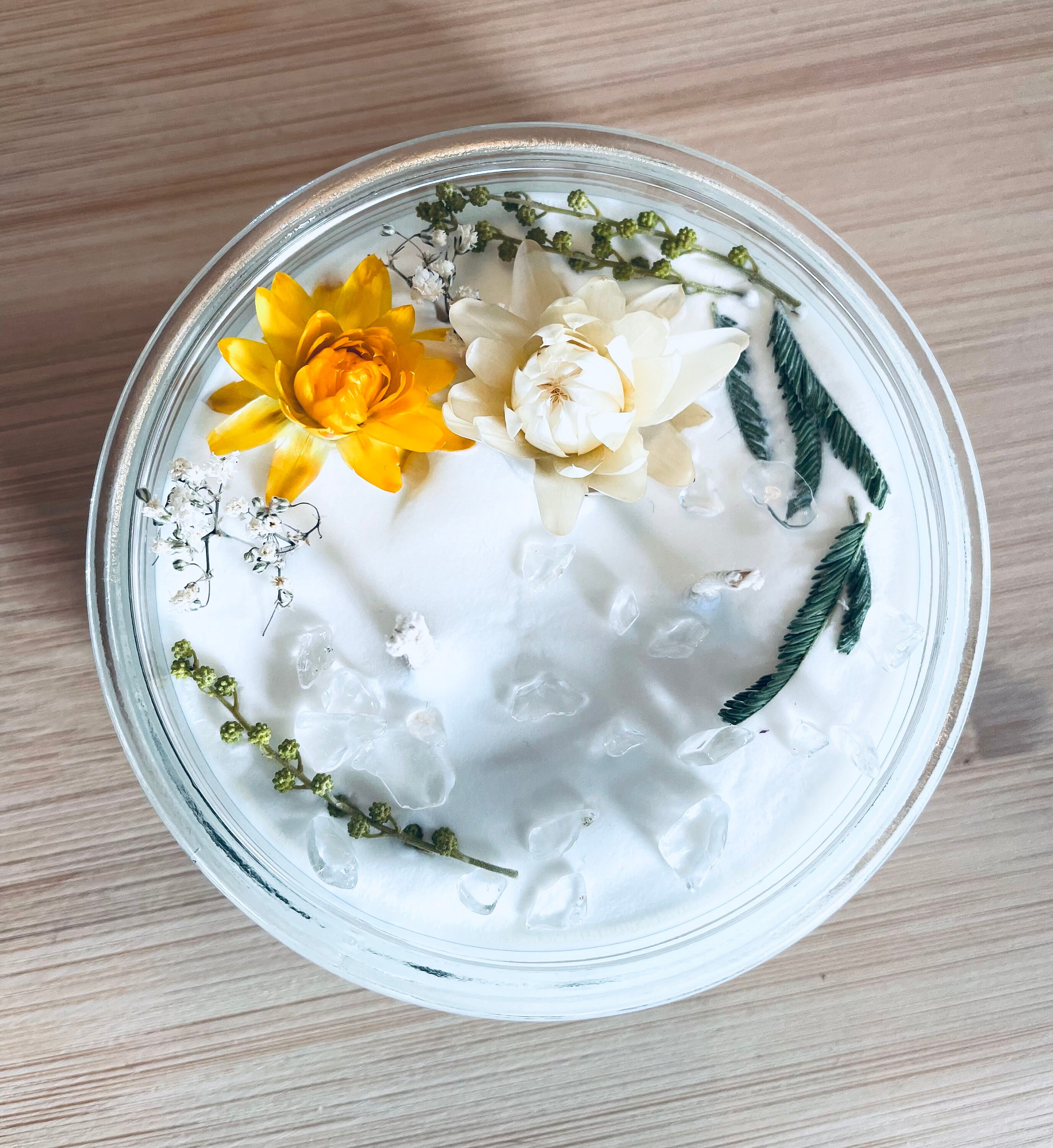 Bougie Naturelle Aux Fleurs Séchées