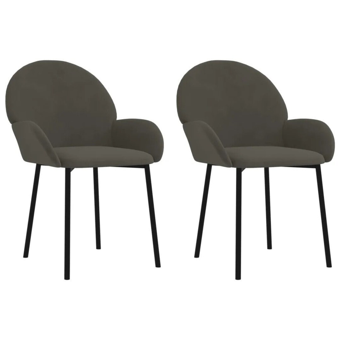 Dark Gray Velvet Dining Chairs Set of 2 Etsy