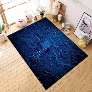 Tapis à motifs pour carte principale, tapis circuits électroniques, pour tapis de salon, tapis pour ventilateur, carpette, tapis de sol antidérapant, tapis pour ado, tapis pour chambre d'enfants, cadeau
