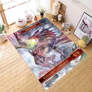 Draak, wezendraak, GnD-kaarten, anime, waaiertapijt, vloerkleed, antislip vloertapijt, tienertapijt, vloerkleed kinderkamer, tapijt jongenskamer, meisjeskamer