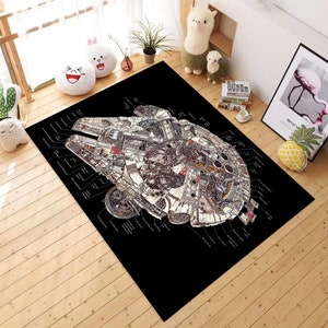 The Star Wars Rug,Millenium Falcon,For Living Room Rug,Fan Carpet,Ships Rug,Non Slip Floor Carpet,Teen's Rug,Kids Room,Science Fiction,Movie