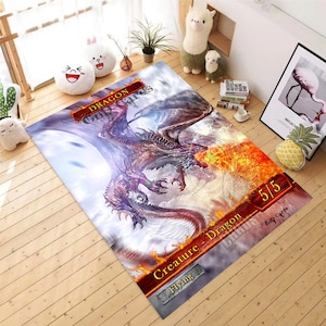 Drago, Creatura Drago, Carte GnD, Anime, Tappeto, Tappeto antiscivolo, Tappeto per ragazzi, Tappeto per cameretta bambini, Camera per ragazze, Regalo per donna, Regalo per uomo, Regalo