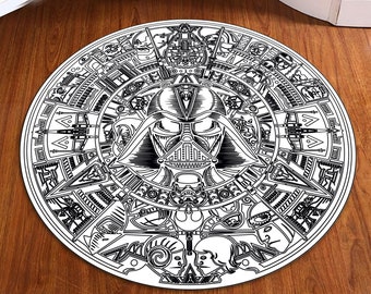 The Star Wars Mats,Aztec Calendar-Star wars,Office Chair Mat,Non Slip Floor Carpet,Teen&#39;s Rug,Kids Room,Science Fiction,Movie Rug,RoundMat
