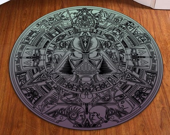 The Star Wars Mats,Aztec Calendar-Star wars,Office Chair Mat,Non Slip Floor Carpet,Teen's Rug,Kids Room,Science Fiction,Movie Rug,RoundMat